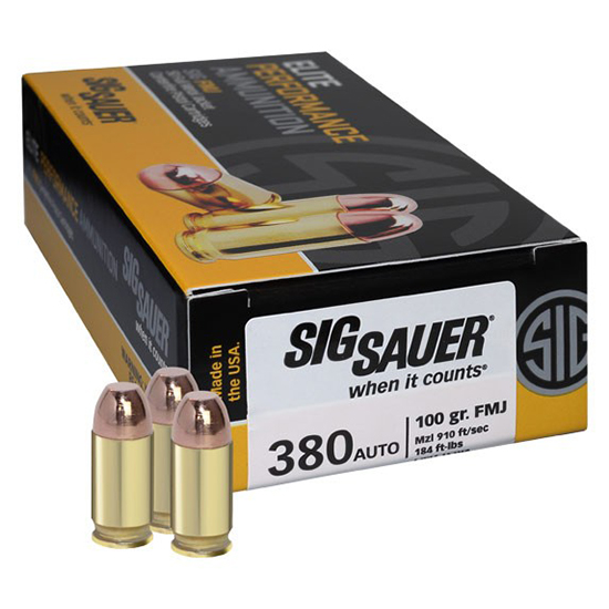 SIG AMMO 380ACP 100GR ELITE BALL FMJ 50/20 - Ammunition